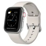 For Apple Watch Series 3,38-mm Case,Pin Buckle Silicone Watch Band,Starlight