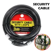 Security Cable Steel PVC Coated Heavy Duty Secure 3m Handy Hardware® AU STOCK