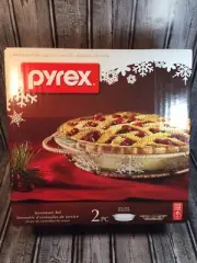 Pyrex 2 Piece Pie Plate Serveware Set Snowflake Xmas Limited Edition Sealed Box