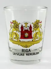 RIGA LATVIA COAT OF ARMS SHOT GLASS SHOTGLASS