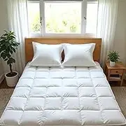 Royal Comfort Mattress Topper Underlay 1800GSM Duck Feather and Down Breathable Comfort (King, White)