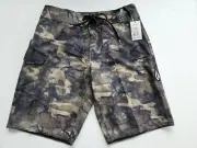 VOLCOM Men's 28 Board Shorts Lido Mod Tech Green Army Camo Print