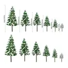 12pcs 6 Size Green Scenery Landscape Model Cedar Trees Mini Snow Pine Trees