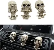 Car Air Freshener Clips, Car Vent Decoration, Pipishoop Skull Car Interior Accessories, Car Air Conditioner Vent Decoration, Office Home Aromatherapy Christmas Decor Gifts for Men/Women (3 Pack)