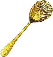 Ｂｅｓｇａ Large Serving Spoon Basting Spoon Shell Shape Flatware Tablespoon for Parties Restaurant Home and Commercial Catering Hotel, Gold