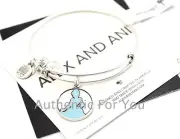 NEW Disney Parks ALEX AND ANI Cinderella Blue Dress Silver Charm Bangle Bracelet