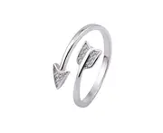 Unisex Rhinestone Arrow Jewelry Party Club Open Ring Adjustable Couple AccessoryPlatinum