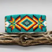 NATIVE AMERICAN BEADWORK-BEADED CUFF BRACELET by JOYCE DEVORE-NAVAJO