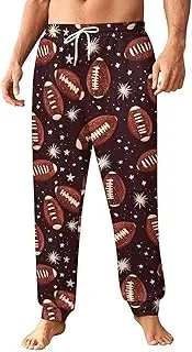 [Generic] Men's Sweatpants, Maroon Football and Stars Pattern-71, Polyester Joggers, Sweatpants Jogging Pants for Workout Running