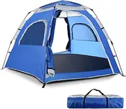 Sports Tent Pop Up Shelter 4-5 Person Camping Tent Automatic -Layer Quick-Open Tent Breathable and Rainproof for Camping Hiking Backpacking Beach Blue