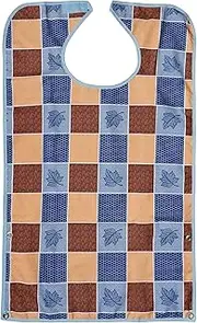 Adult Bib for Eating with Crumb Catcher - Washable and Reusable Clothing Protector for Elderly