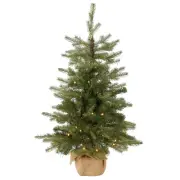 3 Ft Pre-Lit Mini Christmas Tree Nordic Spruce White Lights Burlap Bag Base