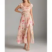 A-Line Bridesmaid Dress V Neck Sleeveless Elegant Ankle Length Chiffon with Pleats / Ruffles / Ruching 2025