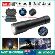 5500000LM Tactical Flashlight LED Zoom Torch USB Rechargeable Lamp Waterproof AU