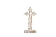 Willow & Silk Religious Handmade Latin Cross on Base 30cm Table Art White