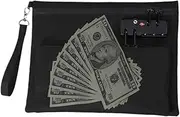 [Generic] Cash Bag with Lock, Zippered Documents Organizer, Portable Double Layer Large Money Bag for Beach Hotel School Hospital Bank Home Dorm Boat Camping Travel
