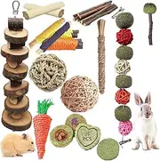 Naturezhen Natural Bunny Chew Toys,Hamster Chew Toys Set, Rabbit Chew Toys,Small Pets Teeth Care Molar Exercise Bunny Toys for Rabbits, Guinea Pig, Hamster and Other Small Animals