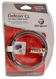 Targus Defcon CL Resettable Combo Cable Lock for Laptop Computer PA410U BD