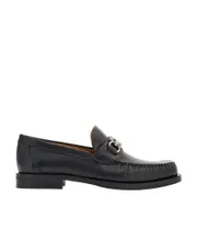 Salvatore Ferragamo Gancini Detailed Slip-On Loafers 11,9.5,6.5EEE,10EEE,7EEE,5,6,7,8EEE,8,9,6.5,7.5,8.5 Black