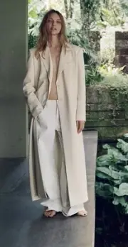 ZARA NWT 2025 Oversized Wool Viscose Vanilla Maxi Coat Size M 2441/758/725