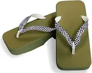 Hajime(一歩) [One Step] [Hajime] Geta Geta Clogs, Soft and Water Resistant, Made of Sponge, 10.6 inches (27 cm), GR/Checkered x Navy Blue, Checkered x Navy (Japanese Imatsu x Navy/27), Strawberry × Navy, 27.0 cm