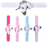 GARVALON 5pcs Plush Unicorn Slap Bracelets for Cartoon Wristbands Lightweight Decorative Animal Slap Bands for Parties and Festivals