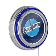 Unbranded Blue Moon Wall Clocks Round Shape Lighted Quartz Movement in Blue