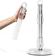 Stainless Steel Paper Towel Holder with Spray Pump – One-Handed Tear, Smart Traction System, 5 oz Sprayer Bottle, Heavy Duty Suction Cups, Weighted Base, Kitchen Towel Dispenser for Countertop Use