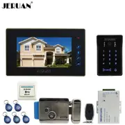 JERUAN 7" LCD RFID Video Door Phone Doorbell Intercom System Camera Touch Key