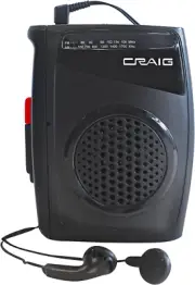 Craig Stereo Cassette Player/Recorder with Earphones: Portable AM/FM Radio & One