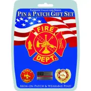 Eagle Emblems Fire Dept. Pins & Patch Gift Set 1-Iron On Patch, 3-Wearable Pins