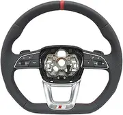 Perforated Leather With Red Stitching And 12 O'clock Emblem Multifunction Steering Wheel Compatible For Audi Q3 F3, Car Accessories(RS LOGO)