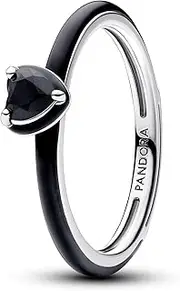 PANDORA ME Ring Herz, Sterlingsilber, mit schwarzem Kristall und schwarzer Emaille