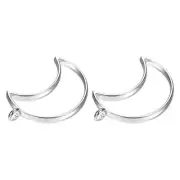 10 Pcs Moon Shape Geometric Hollow Frame Pendants (Silver Tone)
