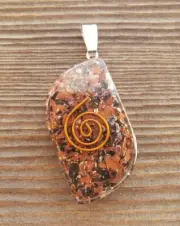 ORGONE MAHOGANY OBSIDIAN GEMSTONE EYE SHAPED PENDANT ORGONITE (ONE)