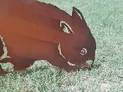 Wombat Garden Stake - Australian Made Rusted Metal Garden Art