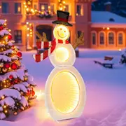 Costway Christmas Snowman Ornament Xmas Pre-Lit Light Decor w/105 Built-in LED Lights Home Garden