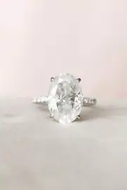 5Ct Oval Hidden Halo Moissanite 925 Sterling Silver Engagement Ring Wedding Ring