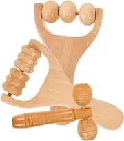 HAMPPLIES 1Set Massage Roller for Face Neck Shoulder Foot Natural Wood Massager Tool for Plantar Home Use
