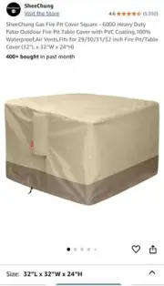 NEW Outdoor Fire Pit Cover - Square, Heavy Duty Patio Fire Pit Table Cover Beige