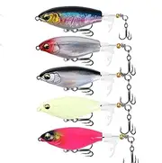 Balifly Topwater Popper Fishing Lure with Propeller Rotating Tail Topwater Bass Lures for Freshwater Saltwater Bionic Swimming Lures for Bass Trout Pike Catfish 5pcs FS/YE-04