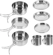 BESPORTBLE Camping Cookware Set Portable Picnic Utensils Outdoor Cooking Gear Frying Pan Non-Stick Picnic Set
