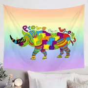 Inspirational Multi Colored Rhino Tapestry