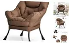 Modern Accent Contemporary Lounge Chair Polyester Fabric Brown Lazy Chair