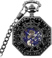 [Cotby] Gentleman Pocket Watch,Pocket Watch,Men's Steampunk Mechanical Broken Pocket Watch (Color:Black) (Black) (Black)