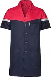 [Yukirtiq] Mens Warehouse Coat Short Sleeve Dust Coats Summer Garage Workwear Lightweight Workshop Over Coat Work Smock