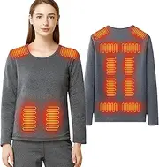 [IMYOGI] Cozy Heated Underwears for Woman, 3 Gear Temprature USB Electric Thermal Base Layer Shirt Pant for Outdoor Sport
