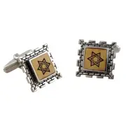 New Sterling Silver Star Of David Judaica Mens Cufflinks Square Jerusalem Stone