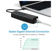Premium 1Gbps USB Ethernet Port Adapter With USB 3.0 Hub