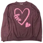 Womens Plus Mauve Pink Heart Love Pull-Over Sweater 3X